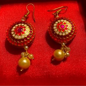 Vibrant red and orange drop earrings